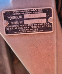 1967 Evinrude 80hp Outboard Motor Model #80753R Cowling Cover with Latch,,