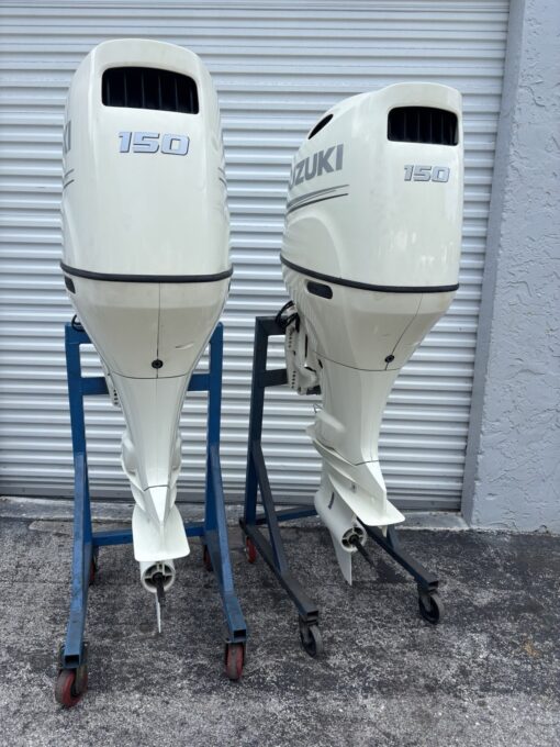 2020 Pair of Suzuki DF150 150 HP EFI Four Stroke Outboard Motors | Power Tilt & Trim | Fly-by-Wire Controls | Warranty available
