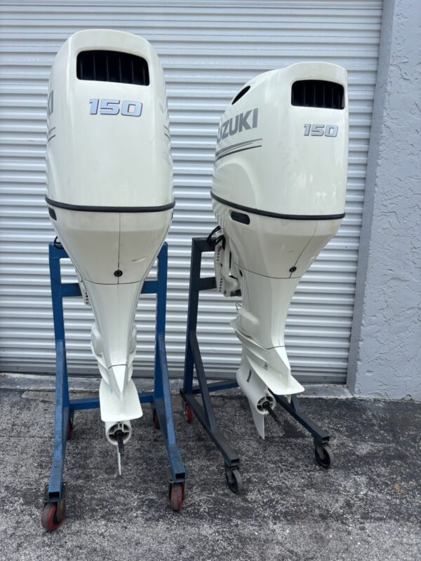 2020 Pair of Suzuki DF150 150 HP EFI Four Stroke Outboard Motors | Power Tilt & Trim | Fly-by-Wire Controls | Warranty available