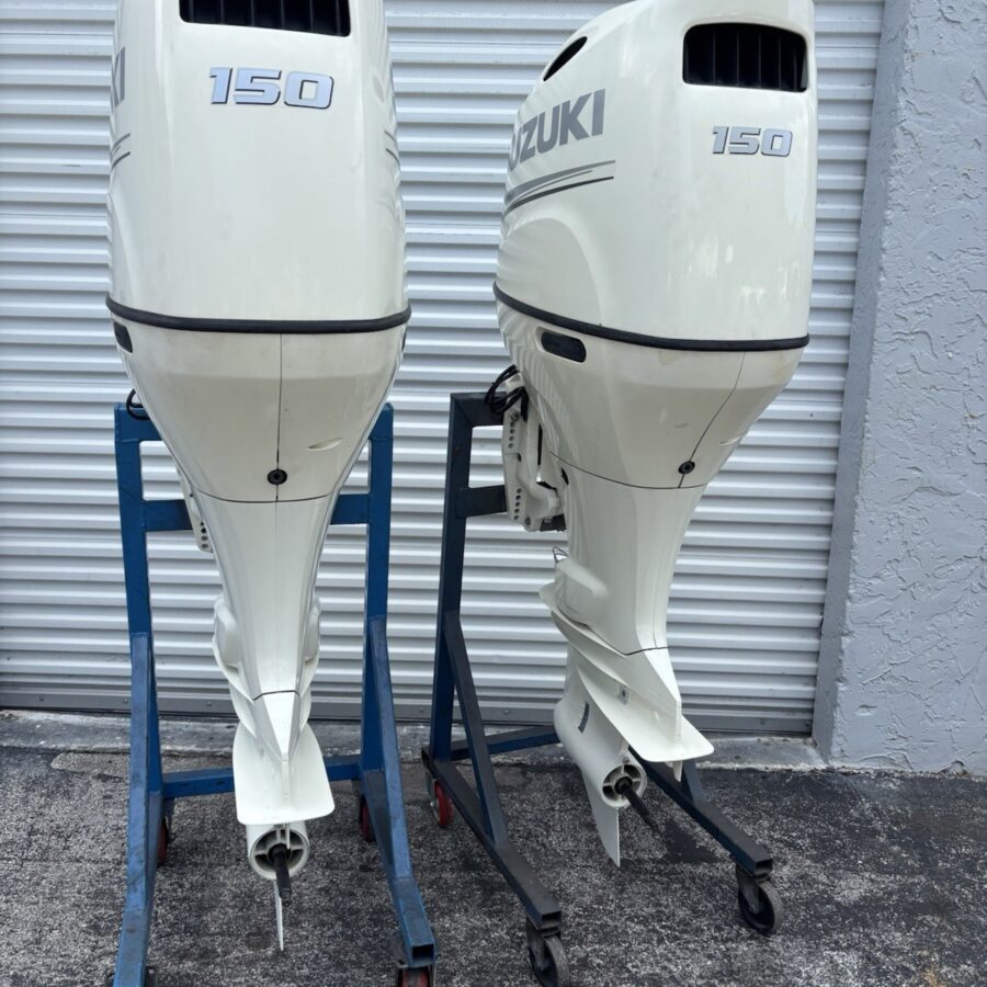 2020 Pair of Suzuki DF150 150 HP EFI Four Stroke Outboard Motors | Power Tilt & Trim | Fly-by-Wire Controls | Warranty available