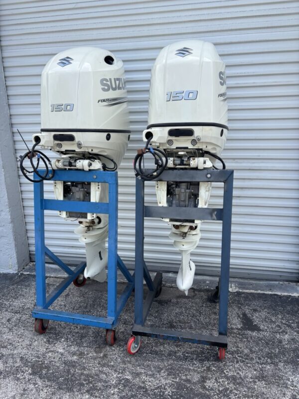 2020 Pair of Suzuki DF150 150 HP EFI Four Stroke Outboard Motors | Power Tilt & Trim | Fly-by-Wire Controls | Warranty available