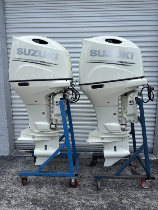 2020 Pair of Suzuki DF150 150 HP EFI Four Stroke Outboard Motors | Power Tilt & Trim | Fly-by-Wire Controls | Warranty available