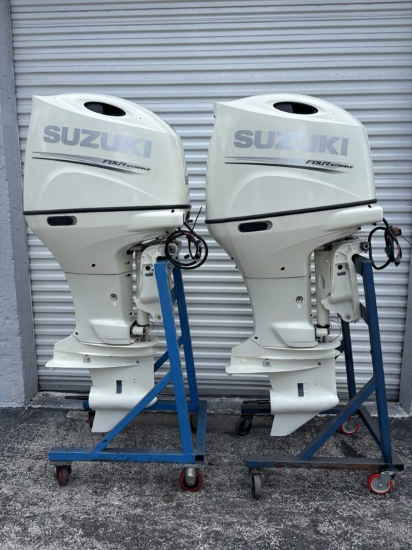2020 Pair of Suzuki DF150 150 HP EFI Four Stroke Outboard Motors | Power Tilt & Trim | Fly-by-Wire Controls | Warranty available