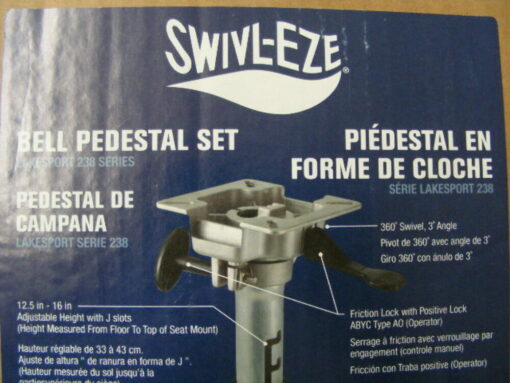 Attwood 2385405 Swivl-Eze Boat Seat Mount-Base-Pedestal Adjustable 12.5"-15.5",,