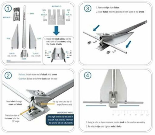 Fortress Guardian G-7 Aluminum Alloy Anchor Boat 17'-22' Disassembles 4Lbs,,