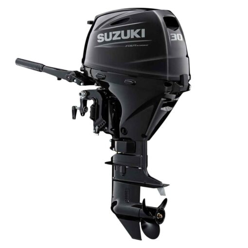 Suzuki DF30ATHL5 30HP 4-Stroke Outboard Motor – 20” Long Shaft – Electric Start – Trim & Tilt – Tiller – EFI