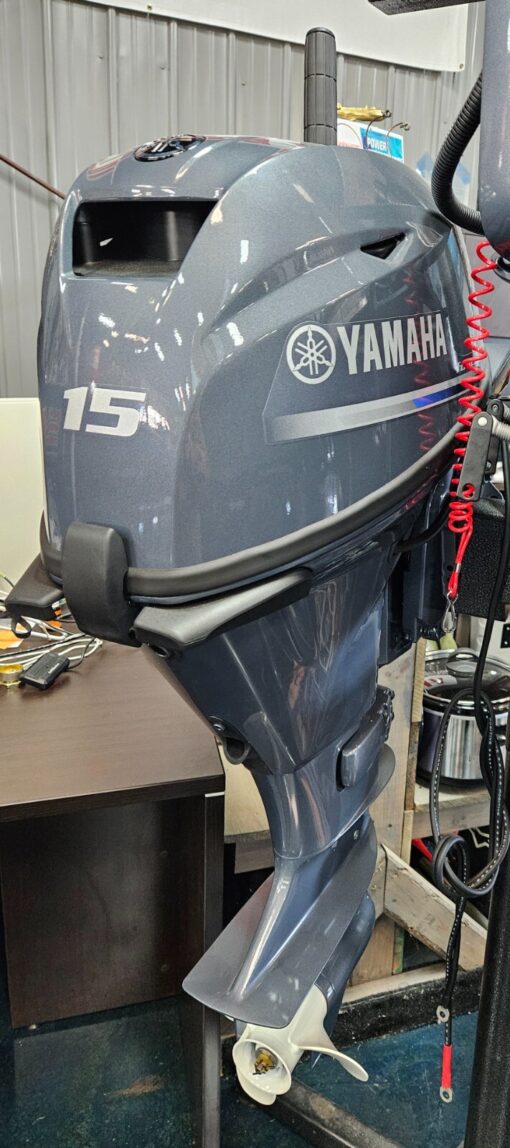 Yamaha F15SEHA 15HP 4-Stroke Outboard Motor – Electric Start, Tiller Handle, New in Box - Image 2