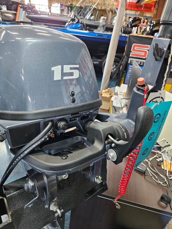 Yamaha F15SEHA 15HP 4-Stroke Outboard Motor – Electric Start, Tiller Handle, New in Box - Image 6