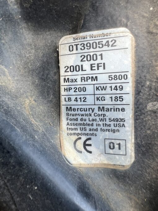 2001 Mercury 200 HP Offshore Outboard Motor – 2-Stroke – Powerful & Reliable – 25” Shaft – Ready to Run - Image 5