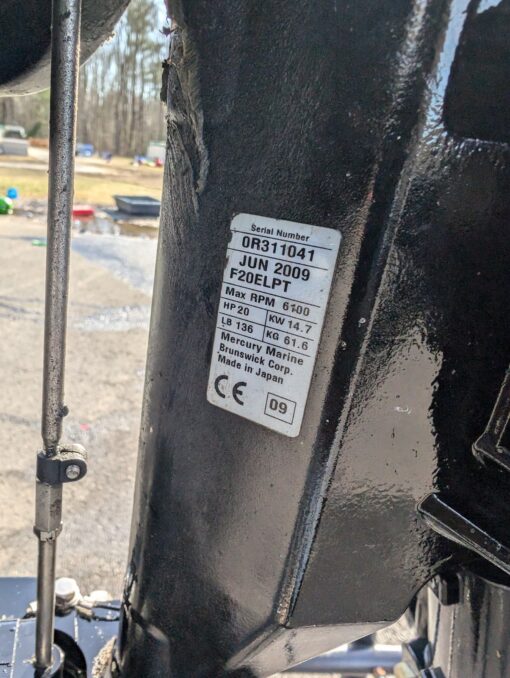 2009 Mercury 20HP 4-Stroke Outboard Motor – 20” Long Shaft – Electric Start – Power Tilt – Remote - Image 7